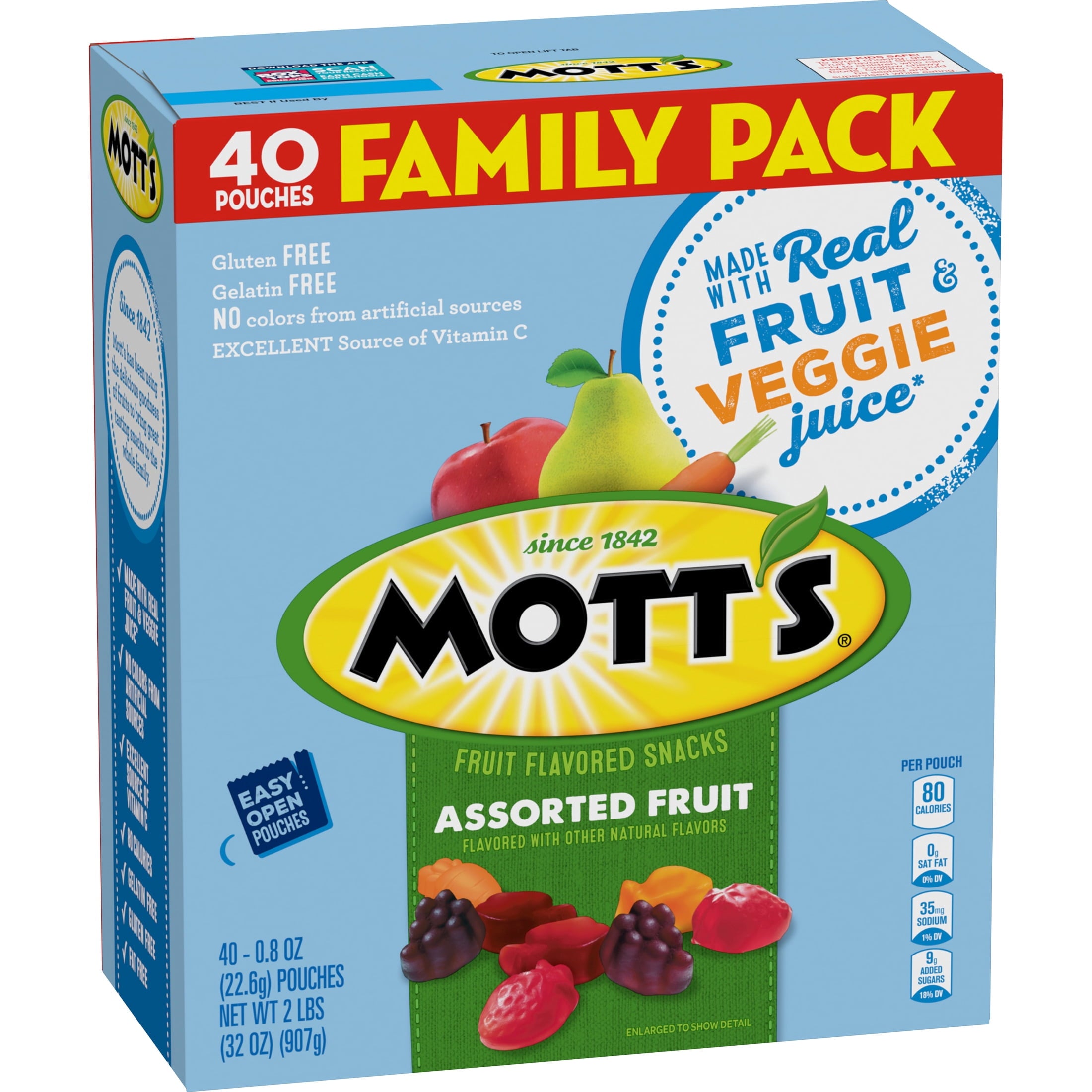 Assorted Fruit Flavored Snacks 32 Oz 40 Count Mott's