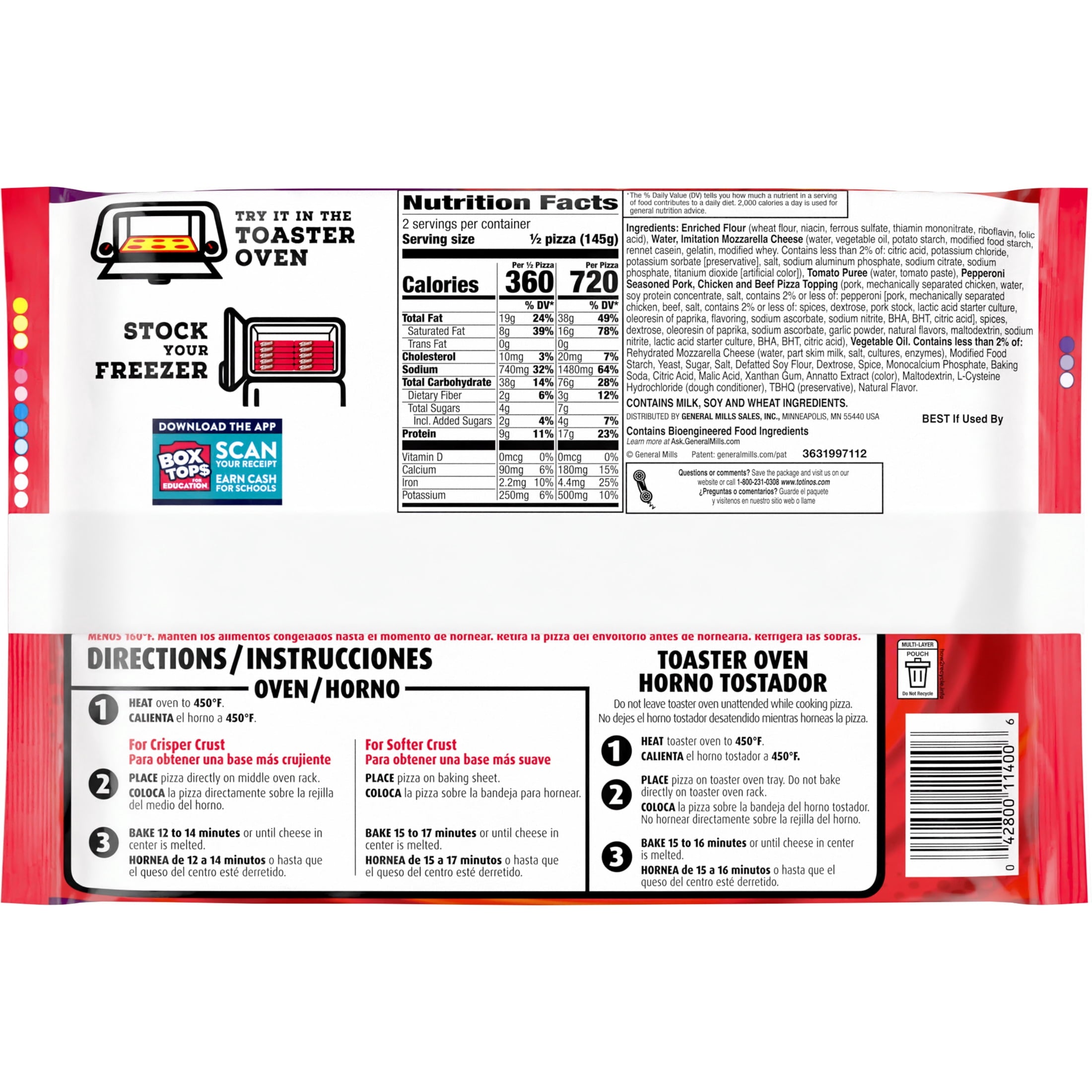 Totino's Pepperoni Thin Crust Party Pizza 10.2 Oz Frozen