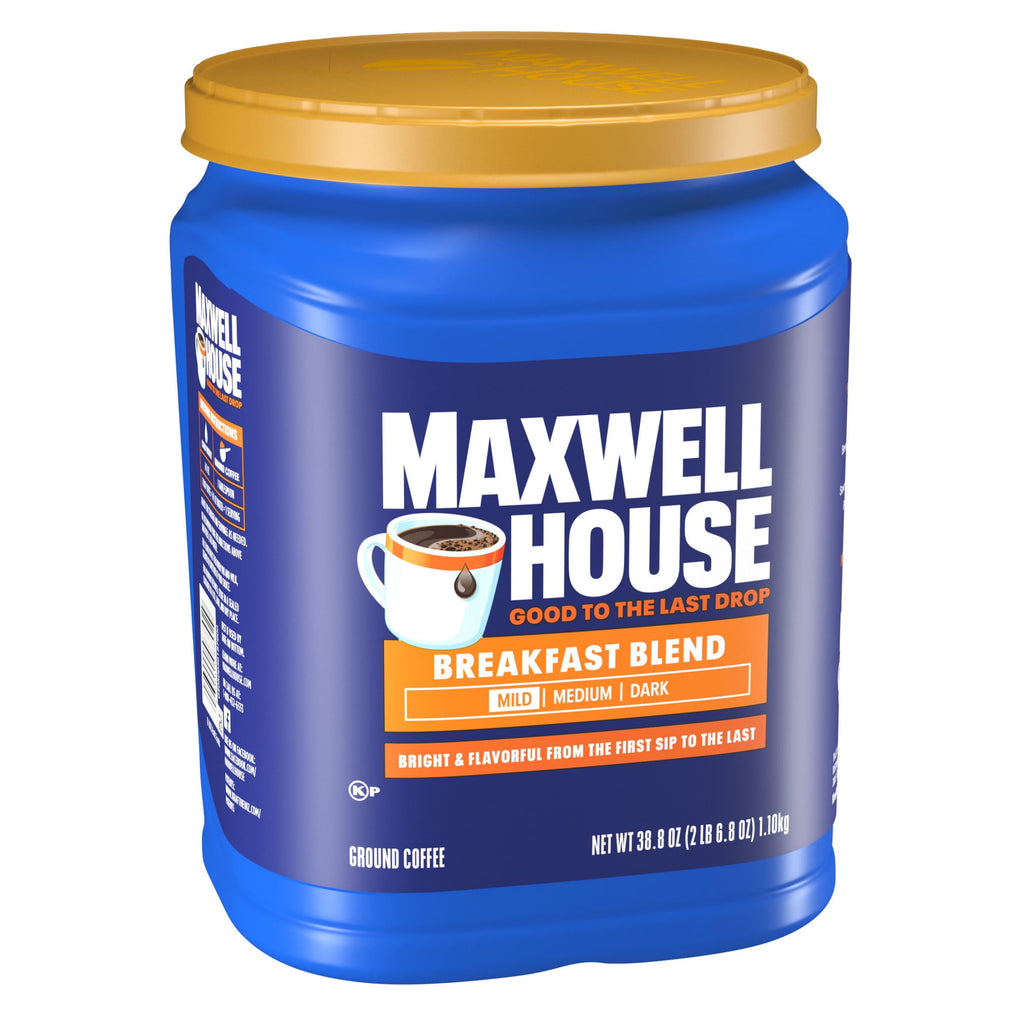 Maxwell House Breakfast Blend Naturally Caffeinated Mild Roast Ground Coffee 38.8 oz Canister