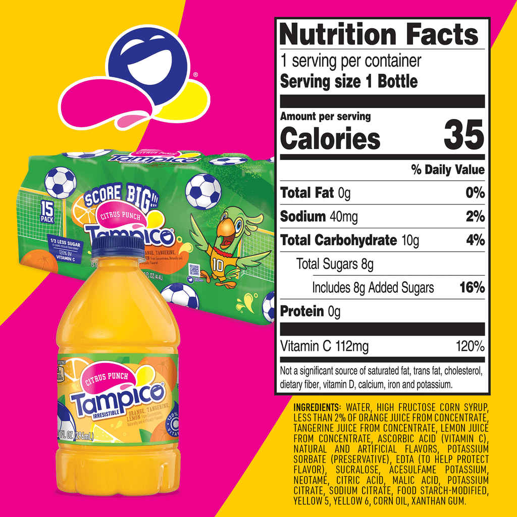 Tampico Citrus Punch Orange Tangerine Lemon Juice Drink 10 fl oz 15 Pack