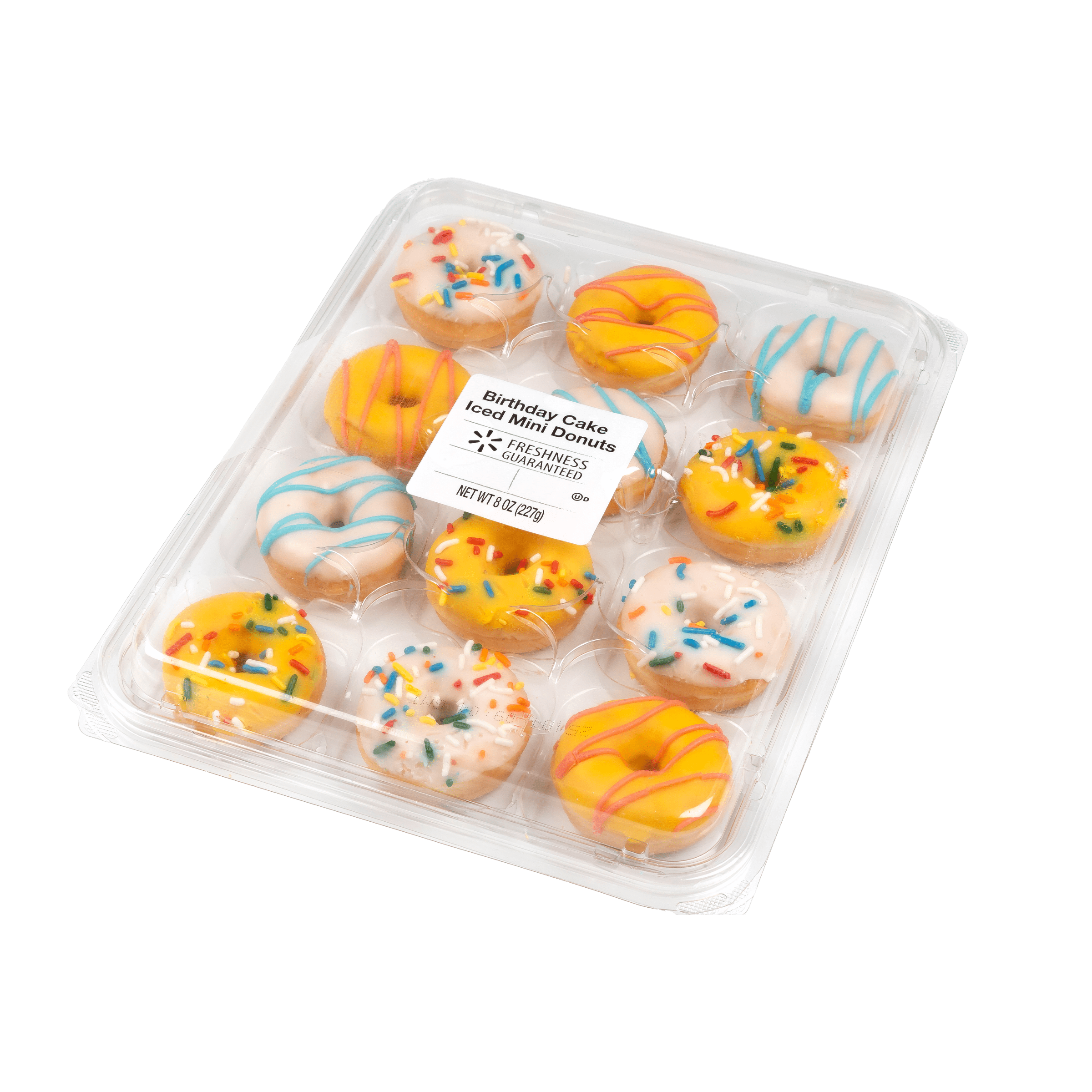 Birthday Cake Iced Mini Donuts 8 Oz 12 Count Freshness Guaranteed