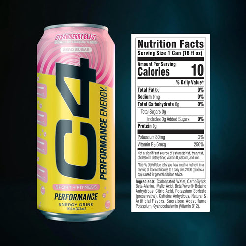 C4 Performance Energy Drink Strawberry Blast 16 fl oz Single Can