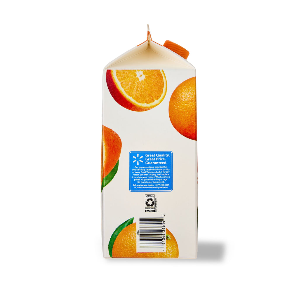 Great Value 100% Orange Juice From Concentrate No Pulp 64 fl oz
