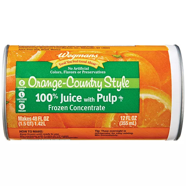 Wegmans Frozen Country Style 100% Orange Juice with Pulp from Concentrate 12 fl. oz.