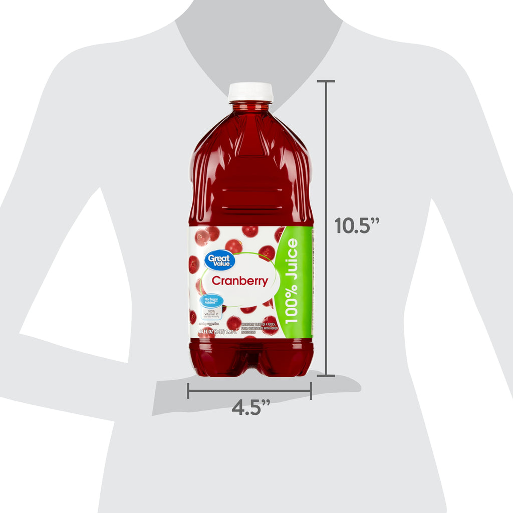 Great Value 100% Juice Cranberry Blend 64 fl oz Bottle