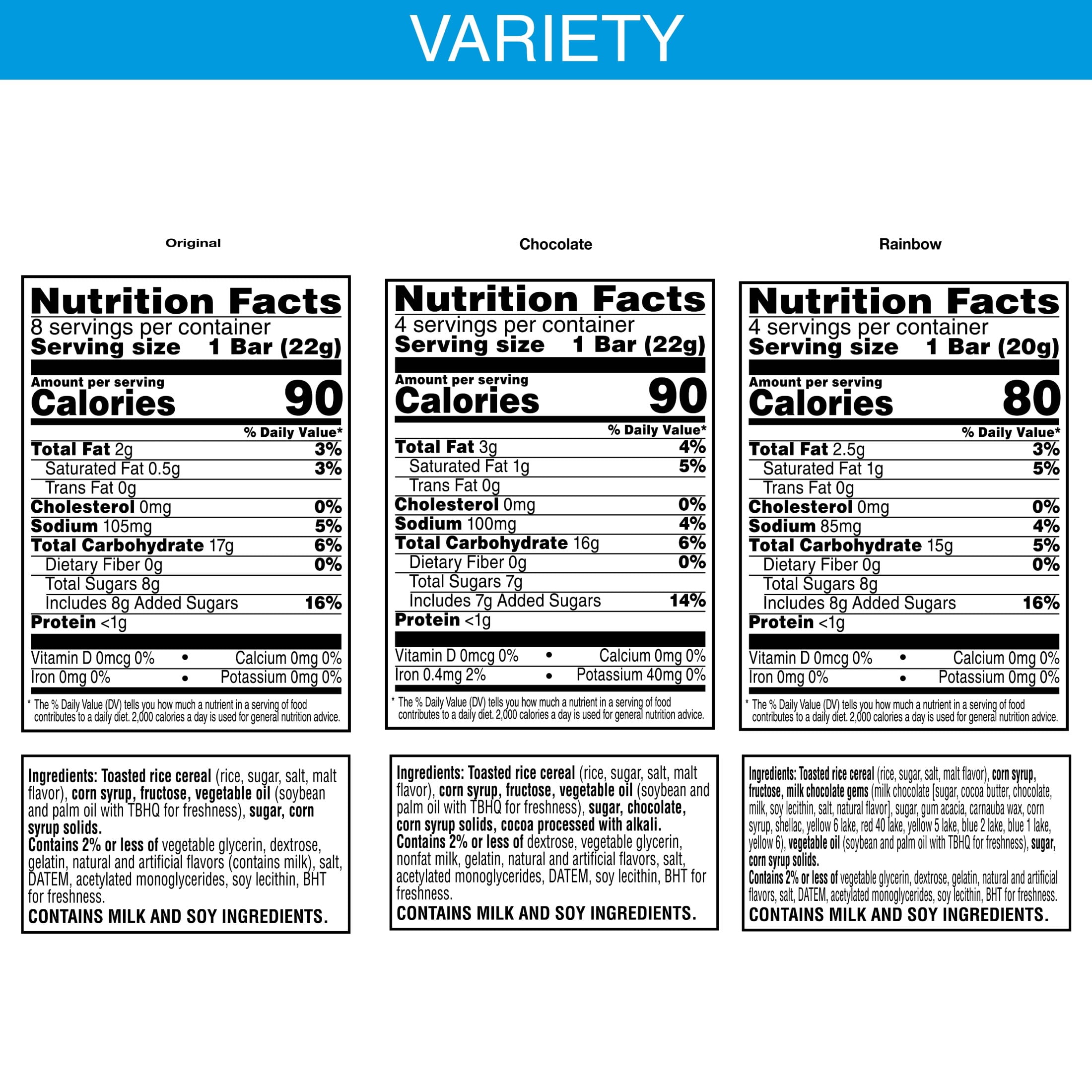 Rice Krispies Treats Variety Pack Chewy Crispy Marshmallow Squares 12.1 Oz 16 Count