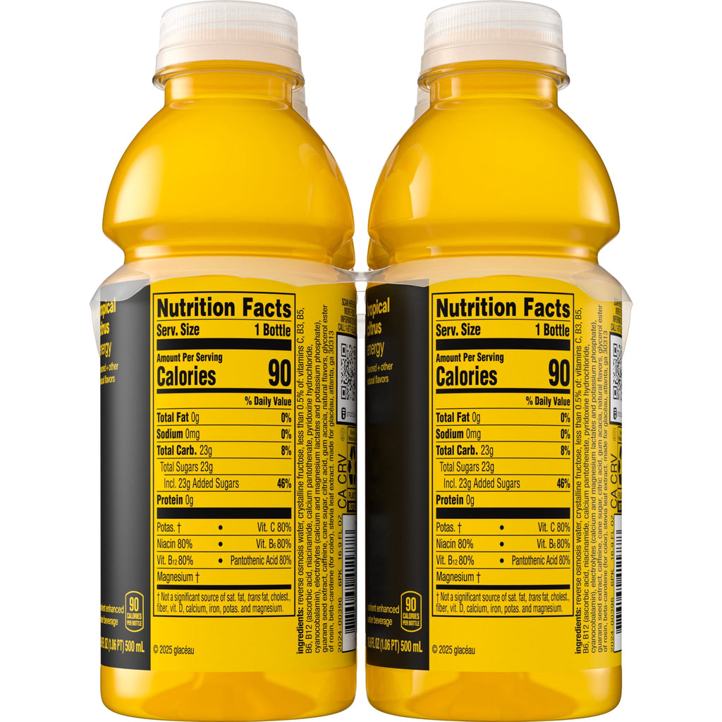 vitaminwater Energy Tropical Citrus Flavored Water Beverage 16.9 fl oz Plastic Bottles 6 Pack