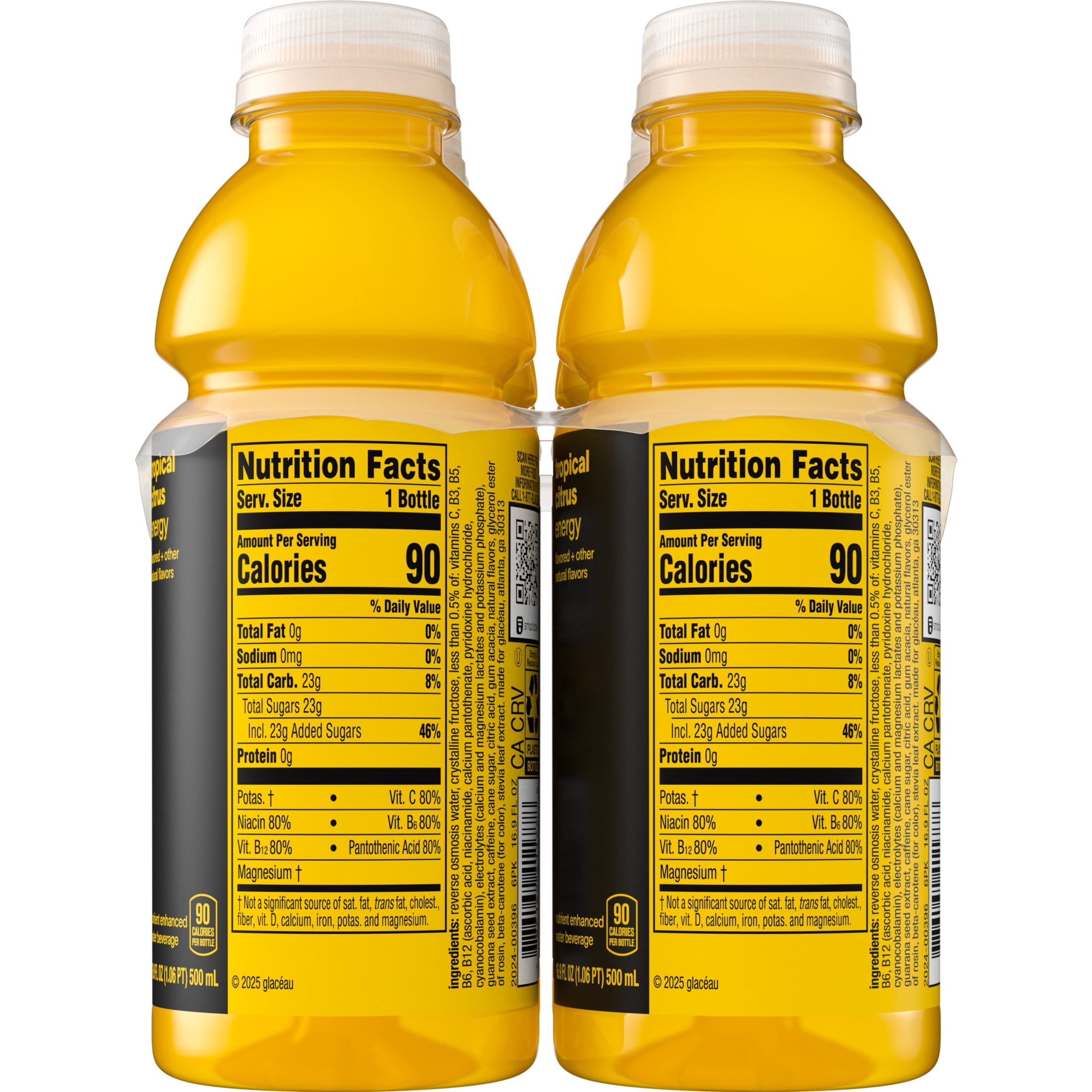 vitaminwater Energy Tropical Citrus Flavored Water Beverage 16.9 fl oz Plastic Bottles 6 Pack