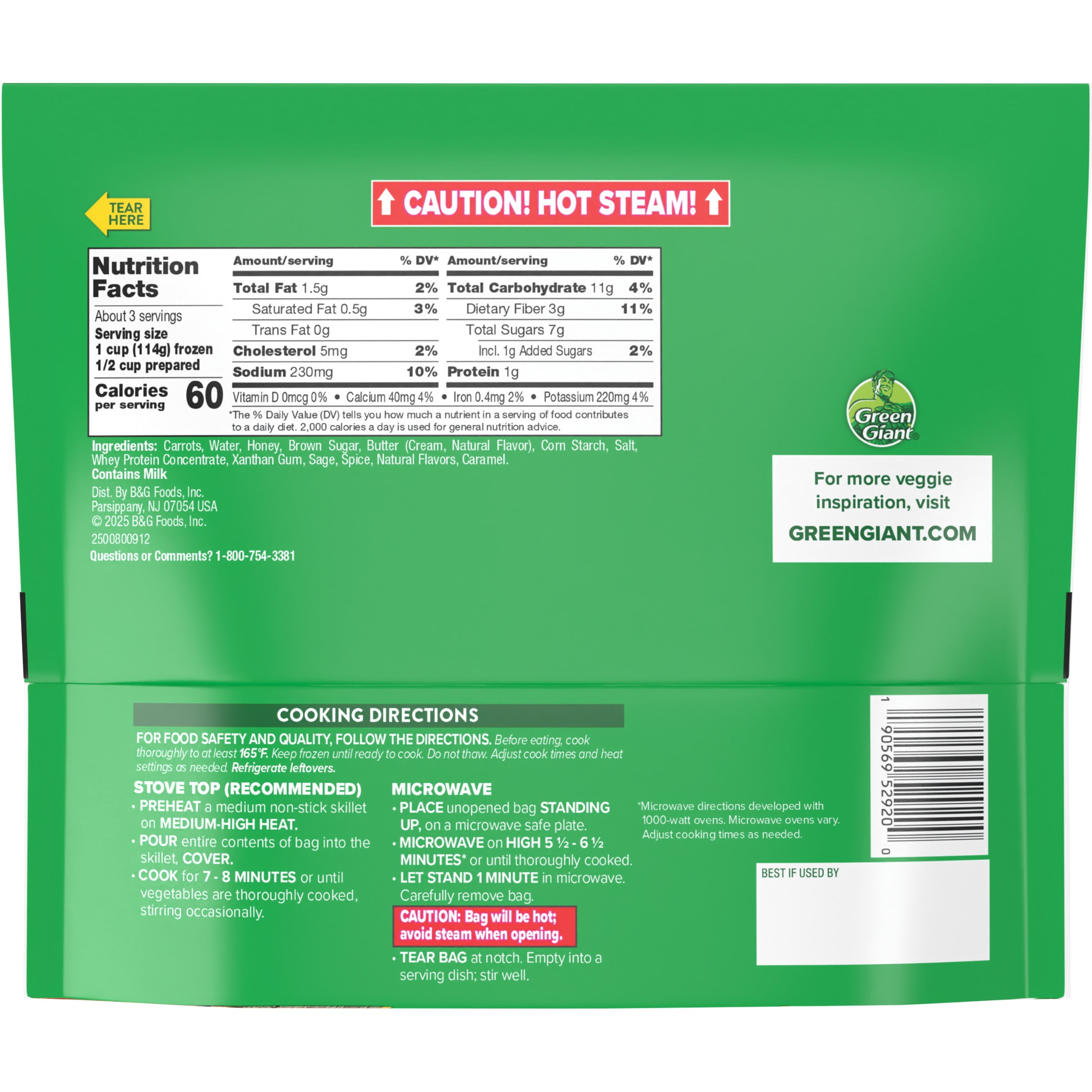 Green Giant Restaurant Style Honey Glazed Carrots With Sage Butter Frozen Vegetable 12 Oz