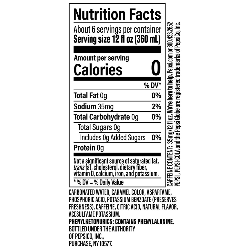 Diet Pepsi Cola Soda Pop 2 Liter Bottle