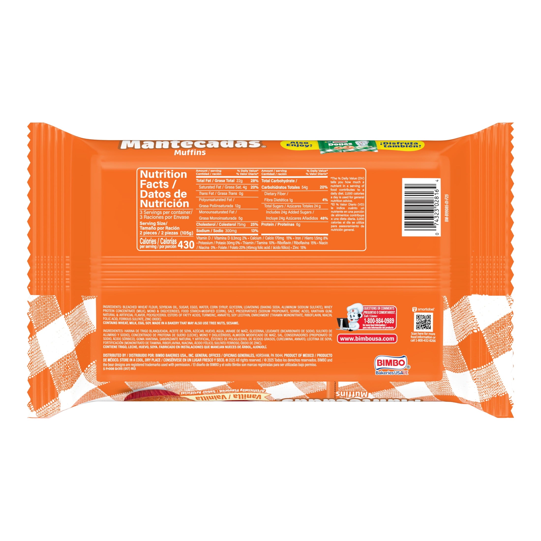 Mantecadas Vanilla Muffins 11.1 Oz 3 Count Bimbo