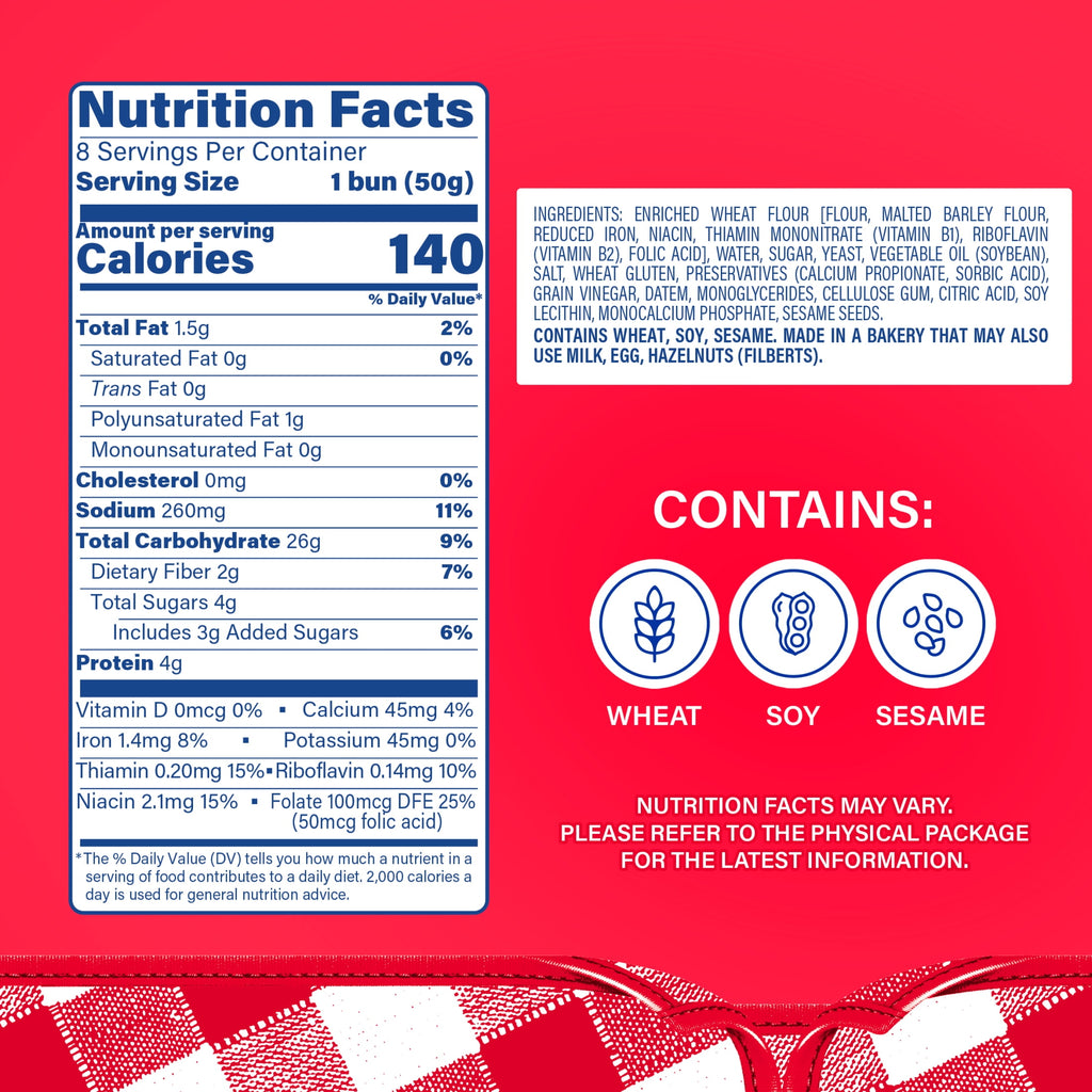 White Hot Dog Buns 14 Oz 8 Count Bimbo
