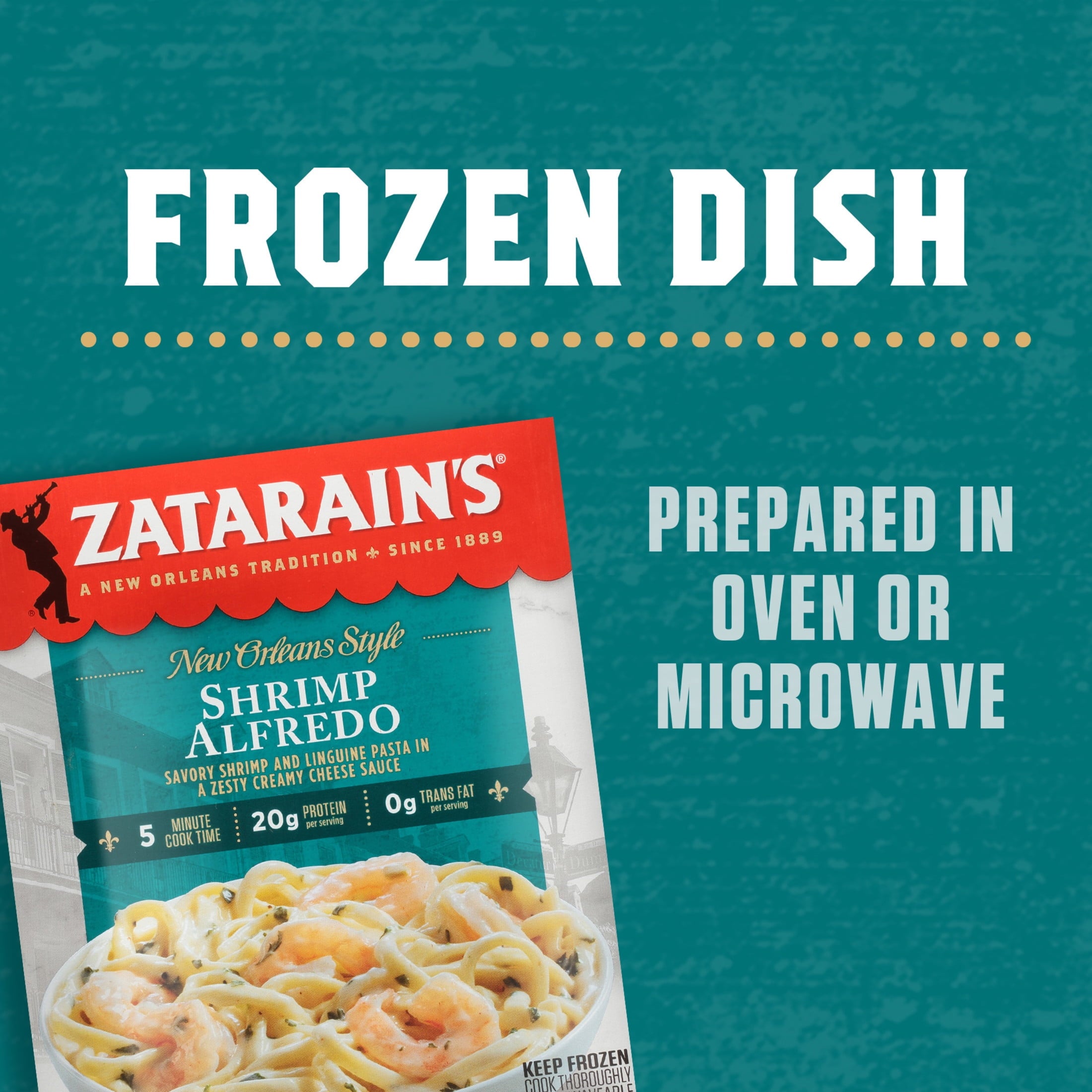 Zatarain's Frozen Shrimp Alfredo Pasta Meal 10.5 Oz