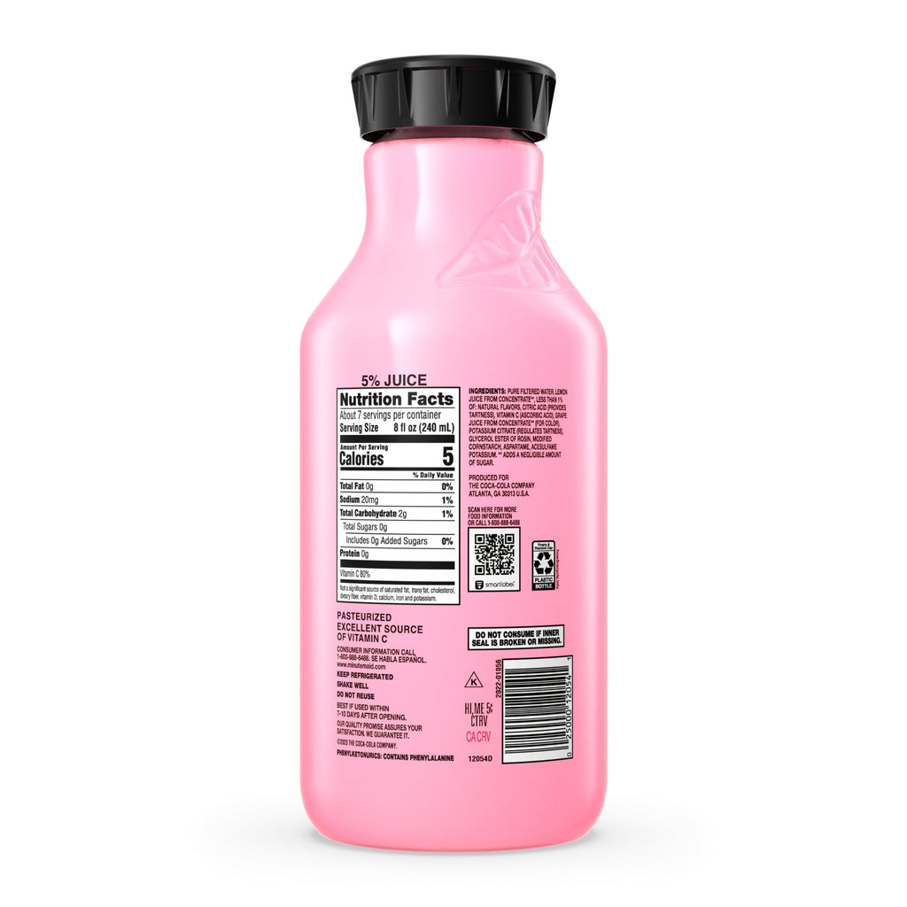 Minute Maid Zero Sugar Pink Lemonade 52 fl oz Bottle