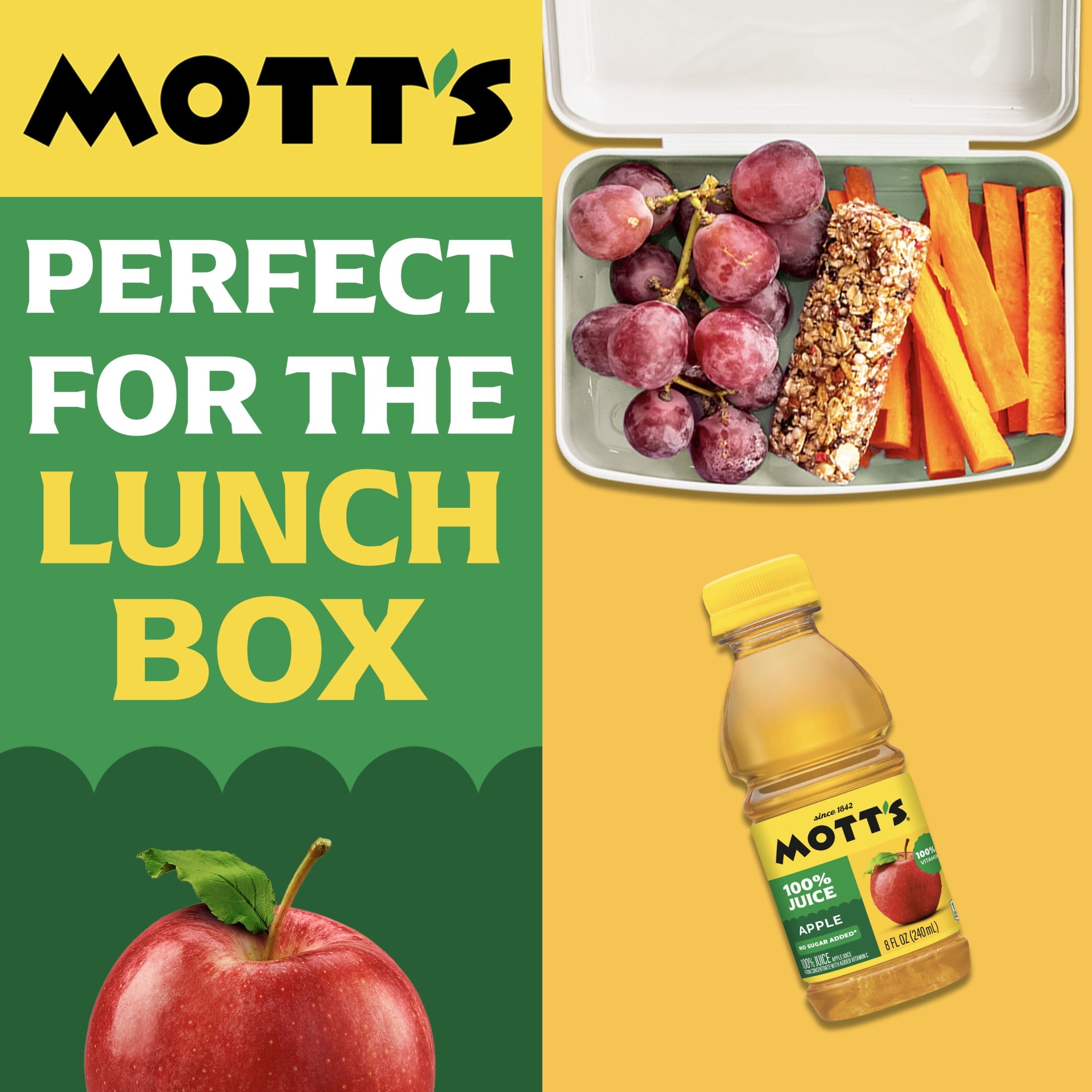 Mott's 100% Apple Juice Pulp-Free 8 fl oz 6 Count Bottles