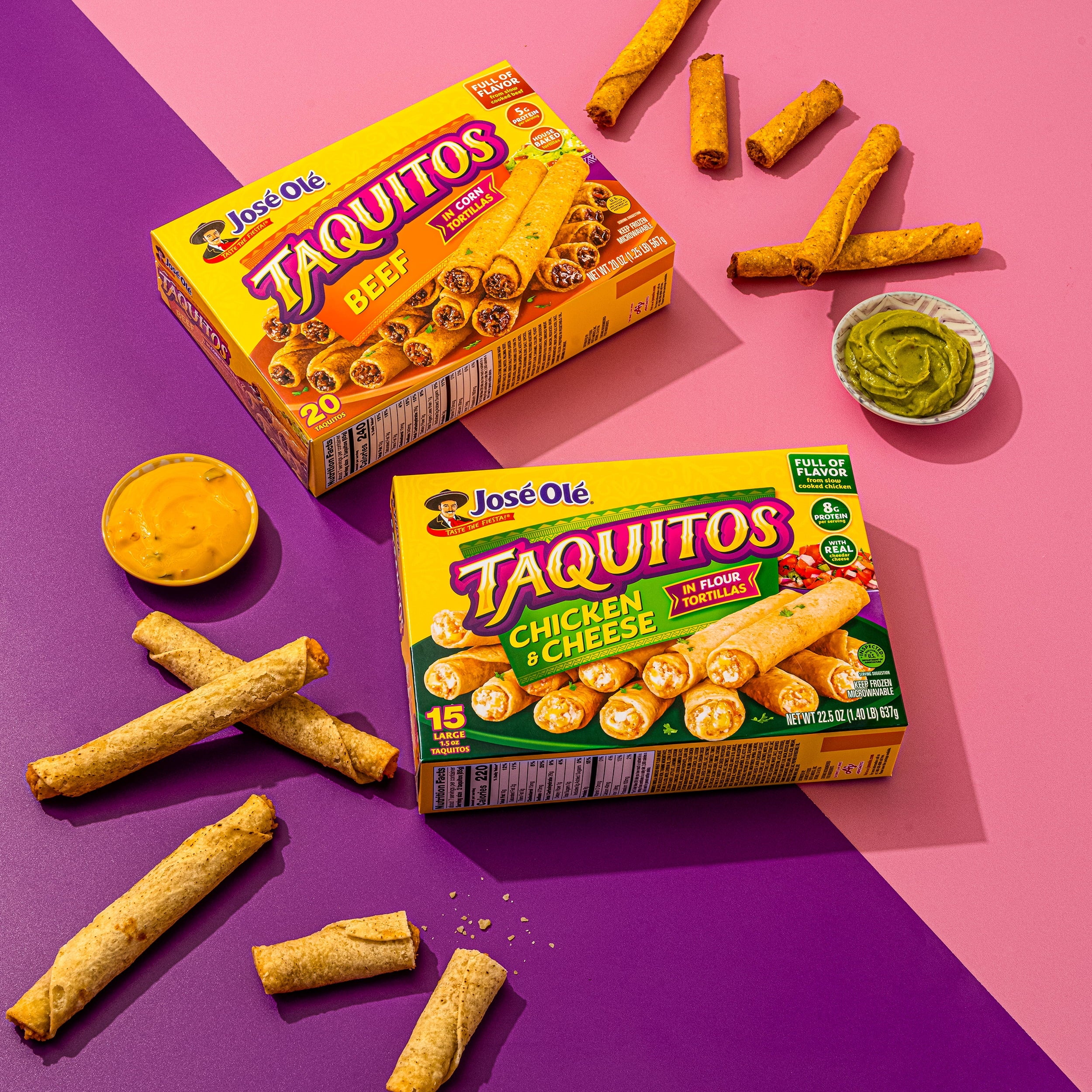 José Olé Beef Corn Taquitos Frozen Mexican Food 20 Oz 20 Count
