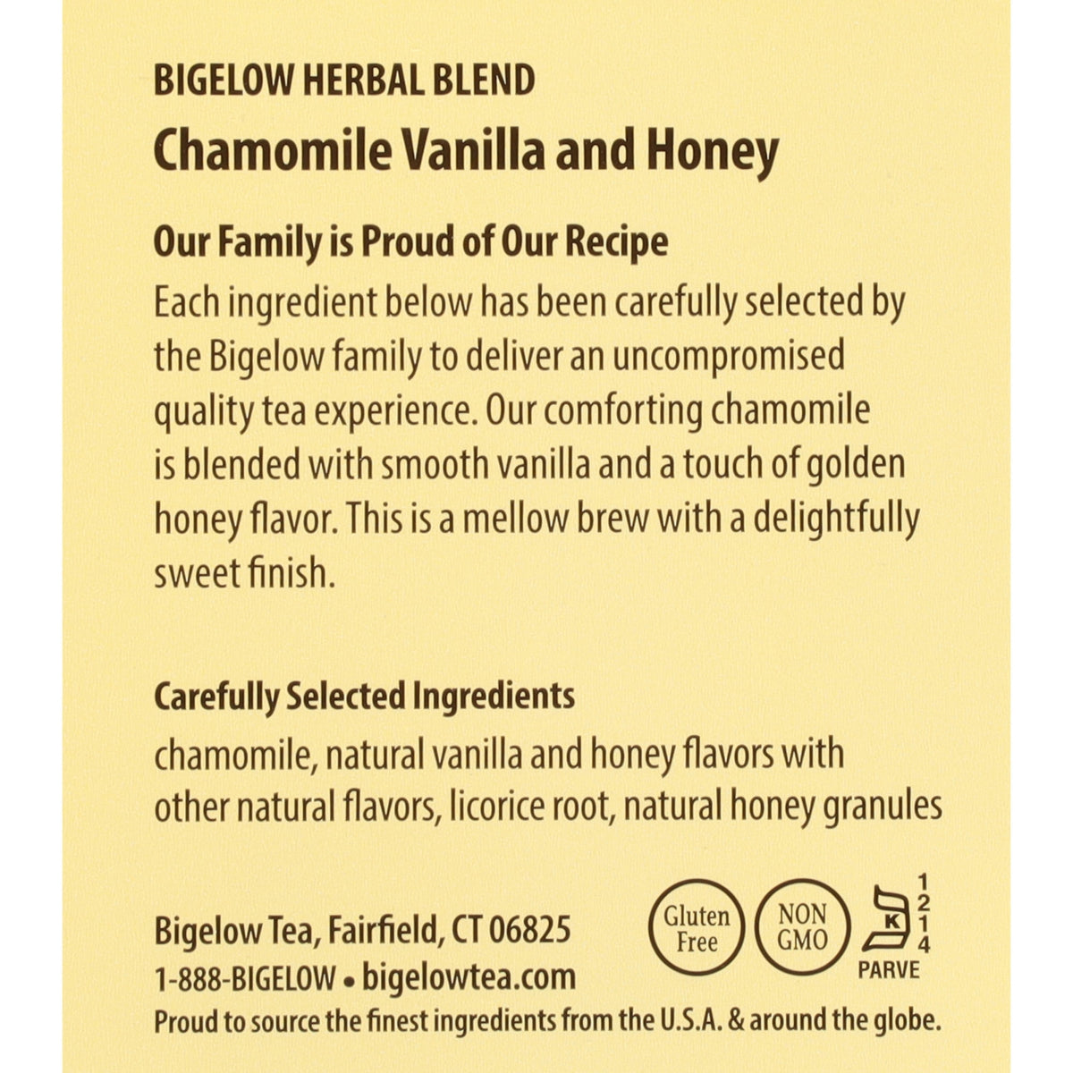 Bigelow Chamomile Vanilla and Honey Caffeine Free Herbal Tea Bags 20 Count