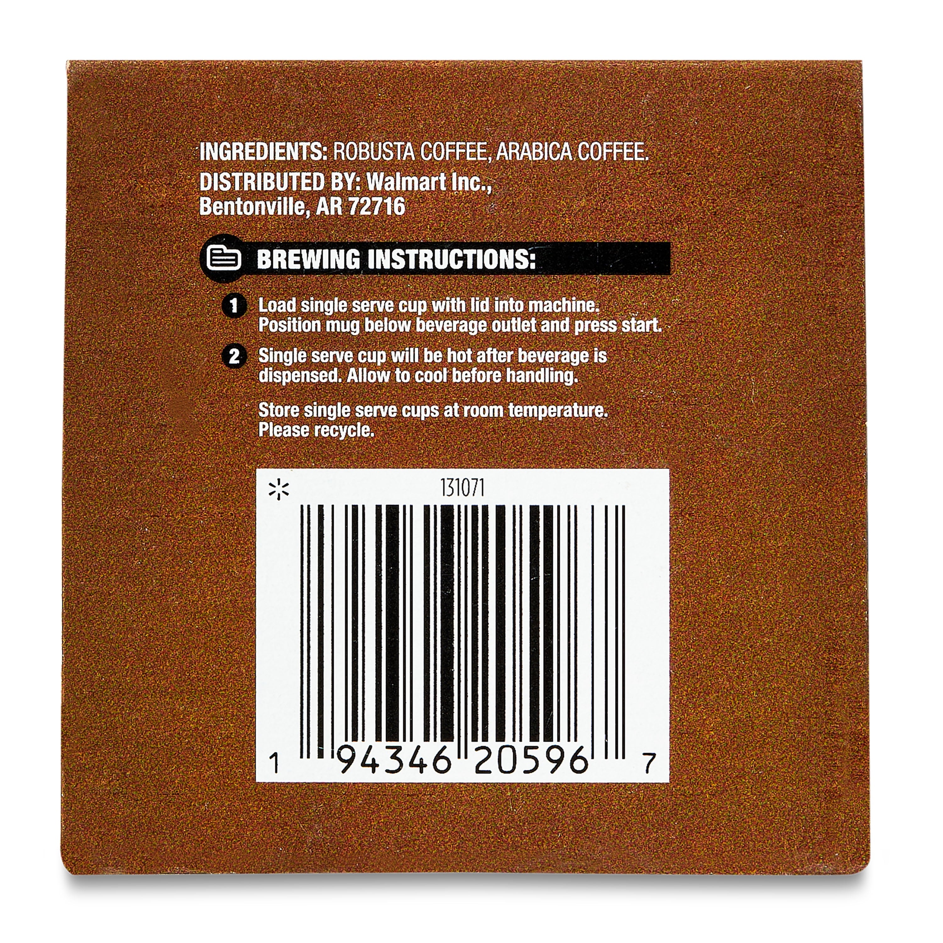 Great Value Espresso Dark Roast Single Serve Coffee Pods 12 Count