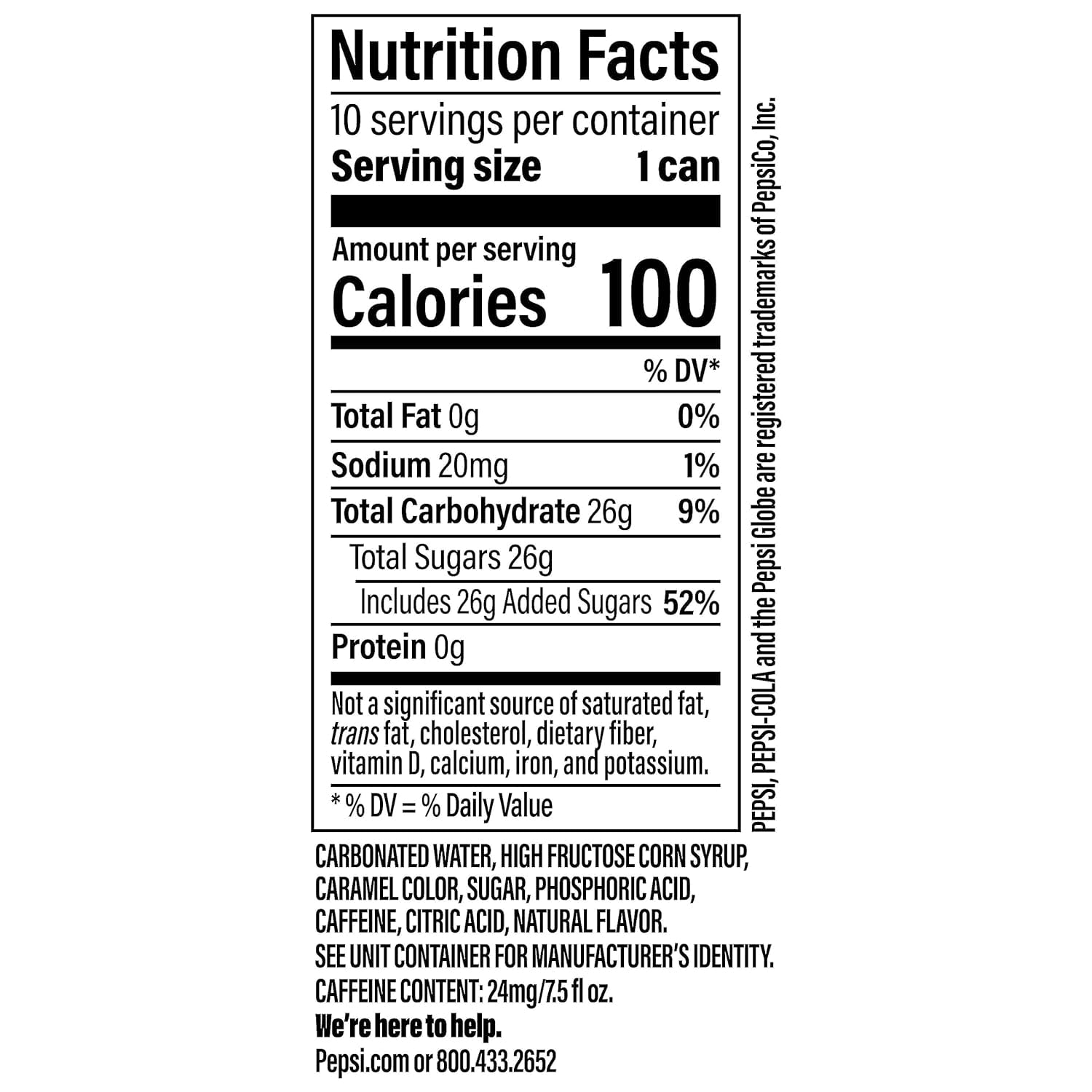 Pepsi Cola Soda Pop Mini Cans 7.5 Fl Oz 10 Pack