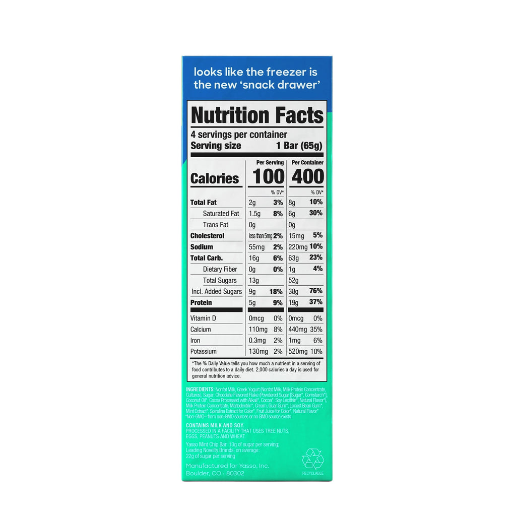 Yasso Mint Chocolate Chip Frozen Greek Yogurt Bars 4 Count 14 Fl Oz
