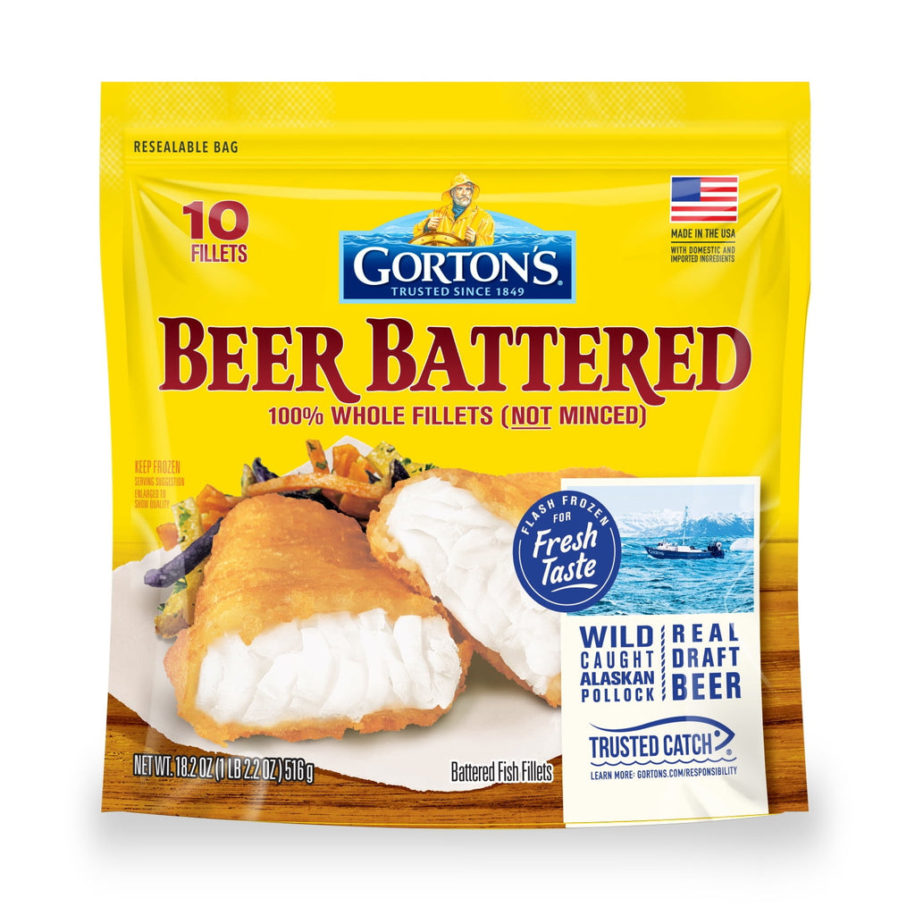 Gorton's Beer Battered Fish Fillets Wild Caught Pollock 18.2 Oz Frozen 10 Count