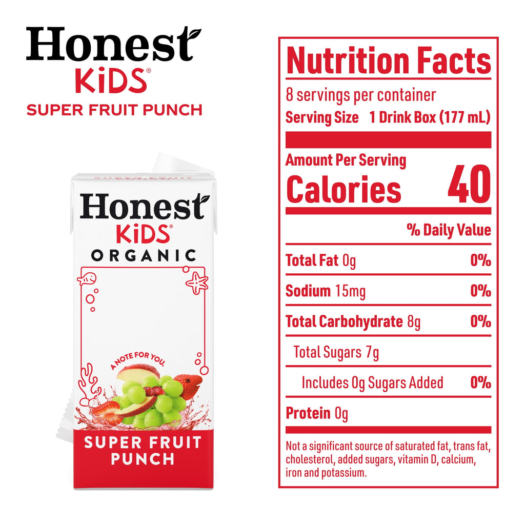 Honest Kids Super Fruit Punch Organic Juice Drink 6 fl oz 8 Pack