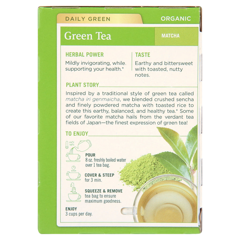Traditional Medicinals Organic Green Tea Matcha with Toasted Rice Tea Bags 16 Count
