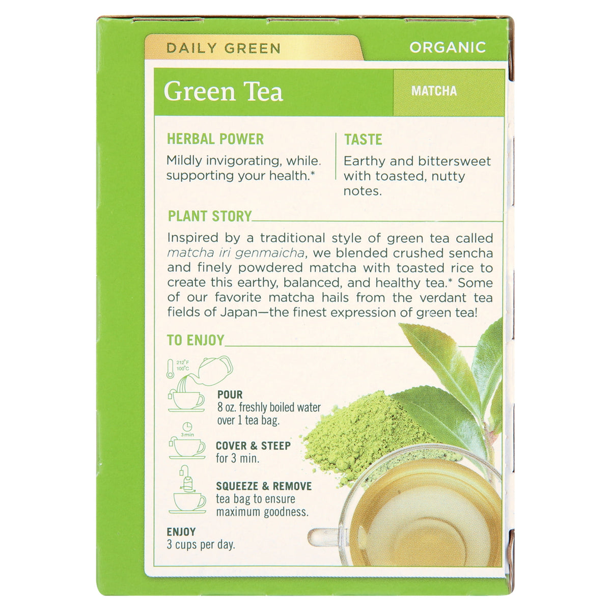 Traditional Medicinals Organic Green Tea Matcha with Toasted Rice Tea Bags 16 Count