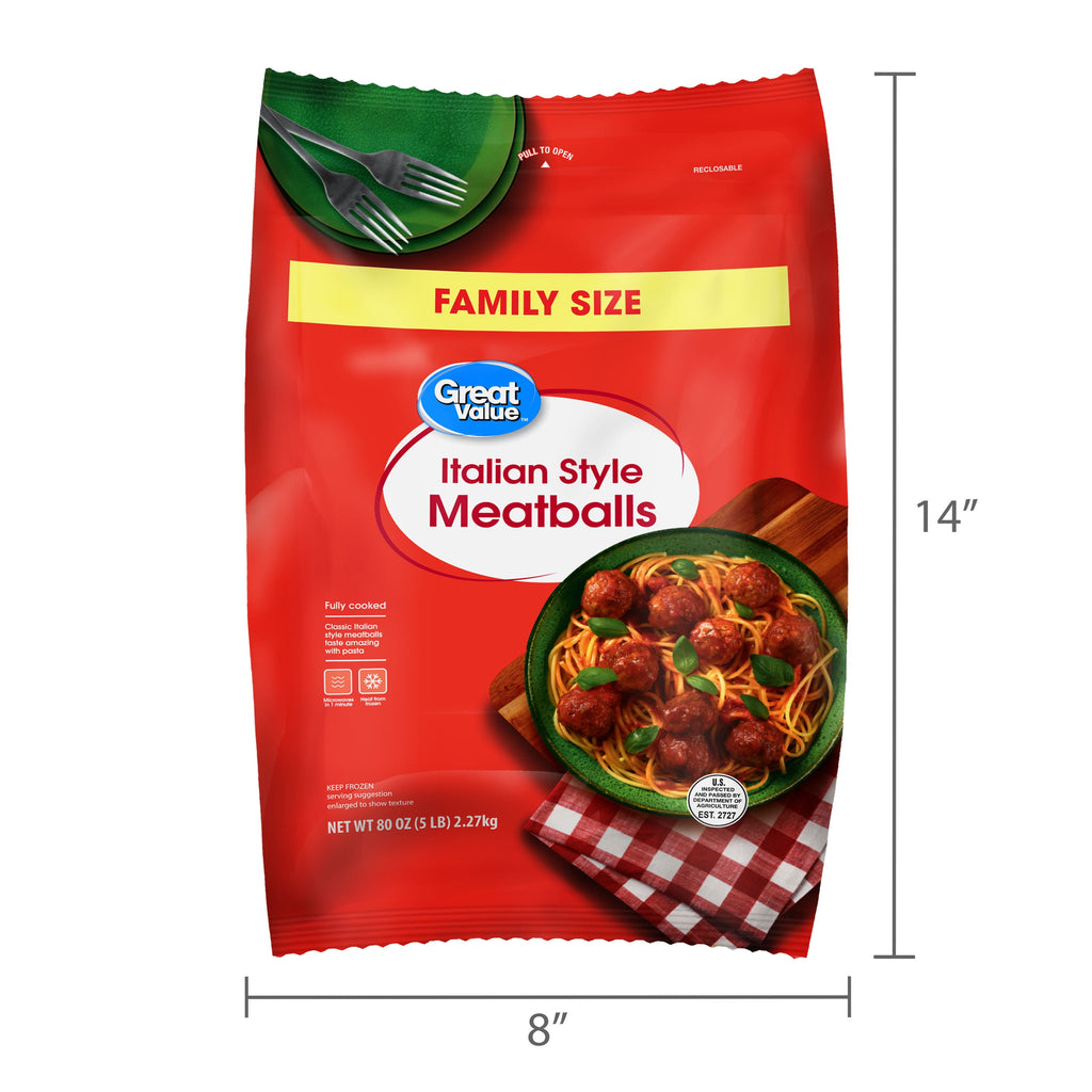 Great Value Italian Style Fully Cooked Beef Meatballs Frozen 80 Oz
