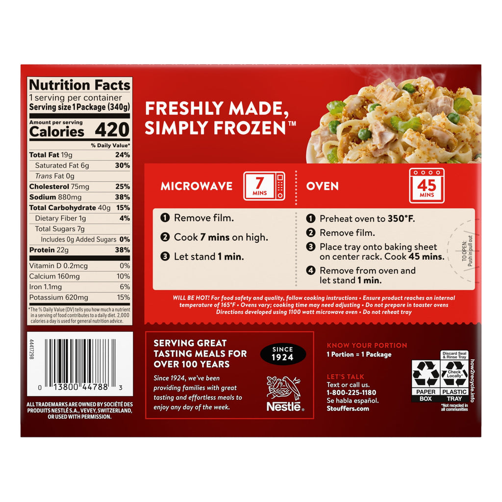 Stouffer's Tuna Noodle Casserole Frozen Meal 12 Oz