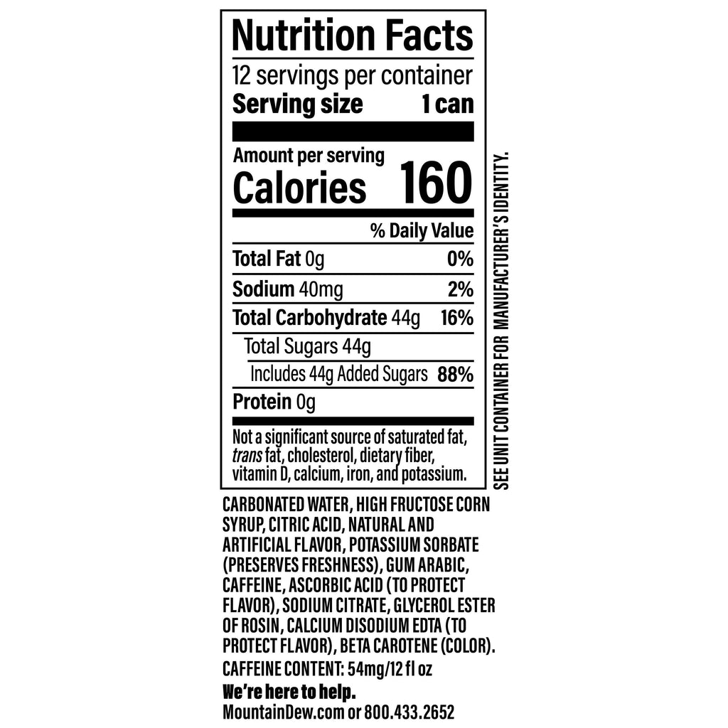 Mountain Dew Dirty Dew Cream Soda Pop Cans 12 Fl Oz 12 Pack