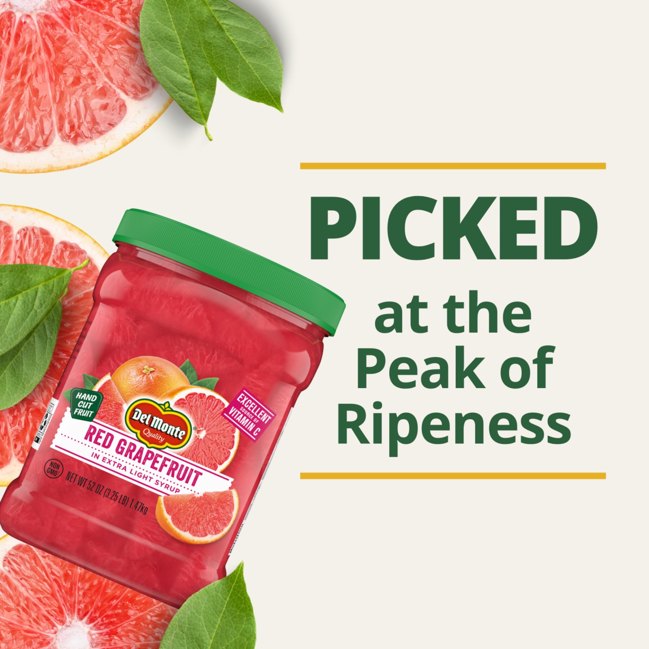 Del Monte Red Grapefruit In Extra Light Syrup 52 Oz Jar
