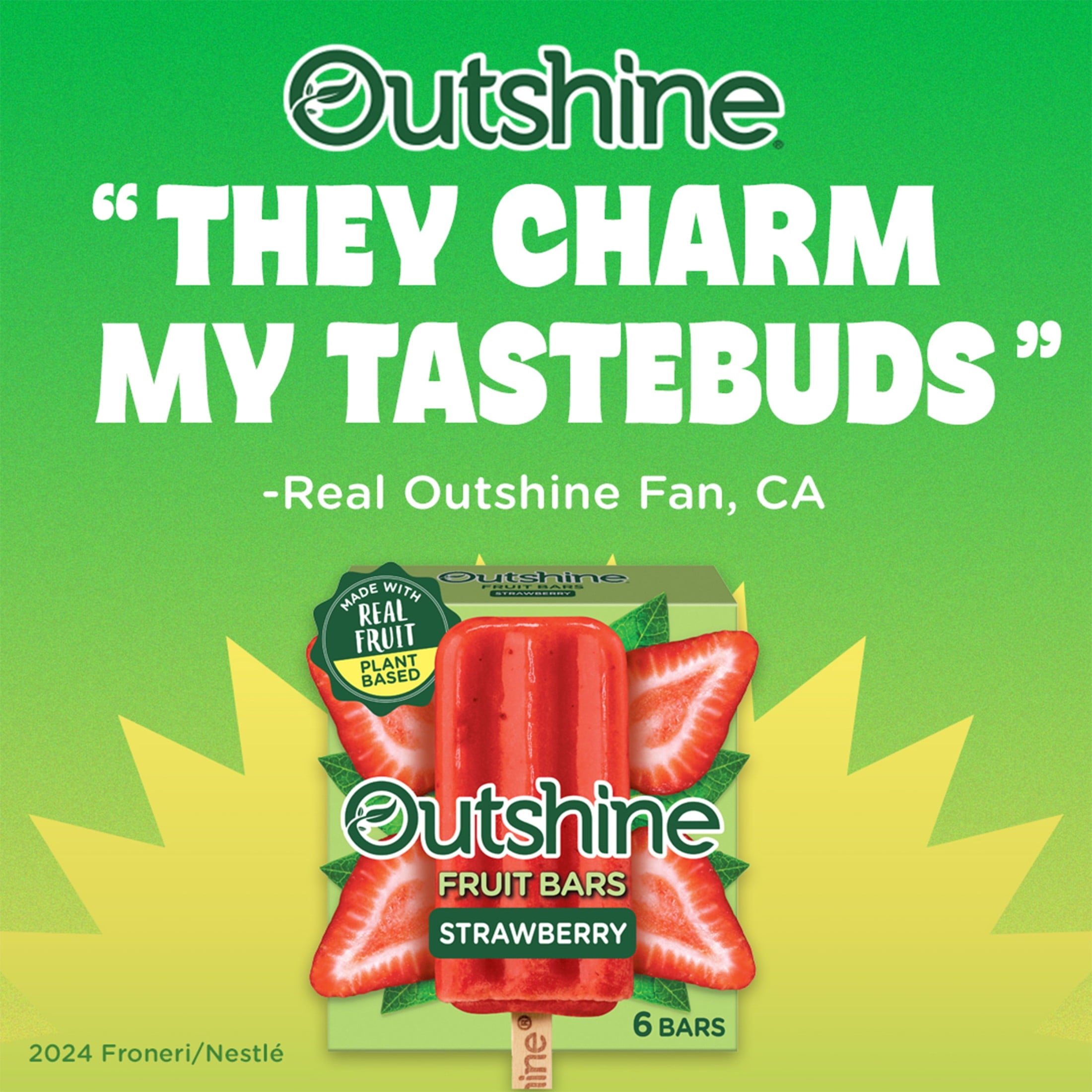 Outshine Strawberry Frozen Fruit Bars 6 Count 14.7 Fl Oz