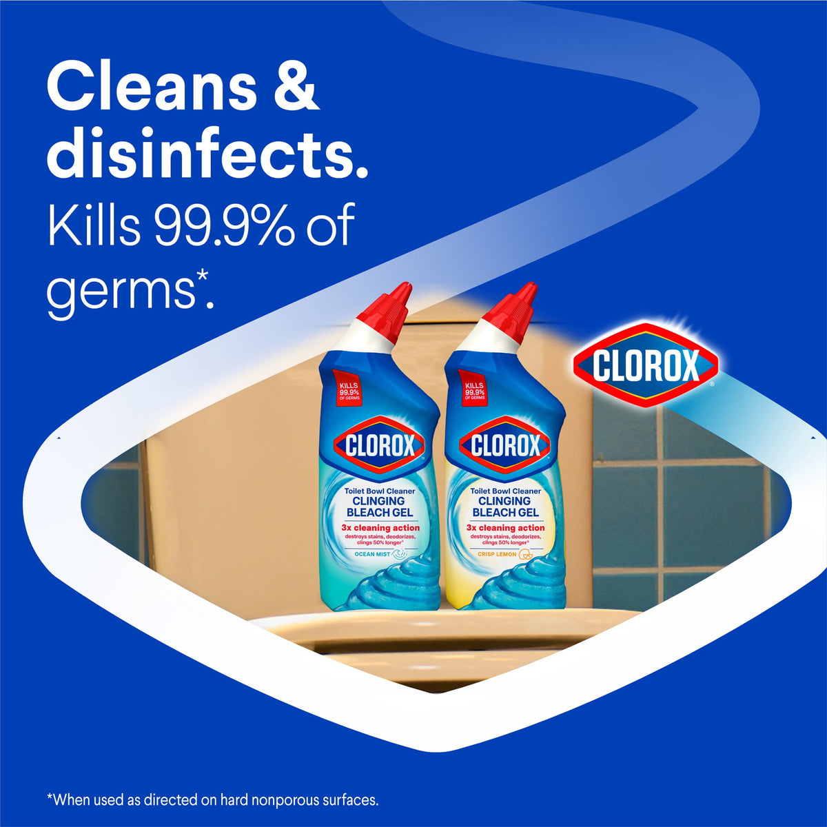 Clorox Toilet Bowl Cleaner Clinging Bleach Gel Ocean Mist 24 fl oz