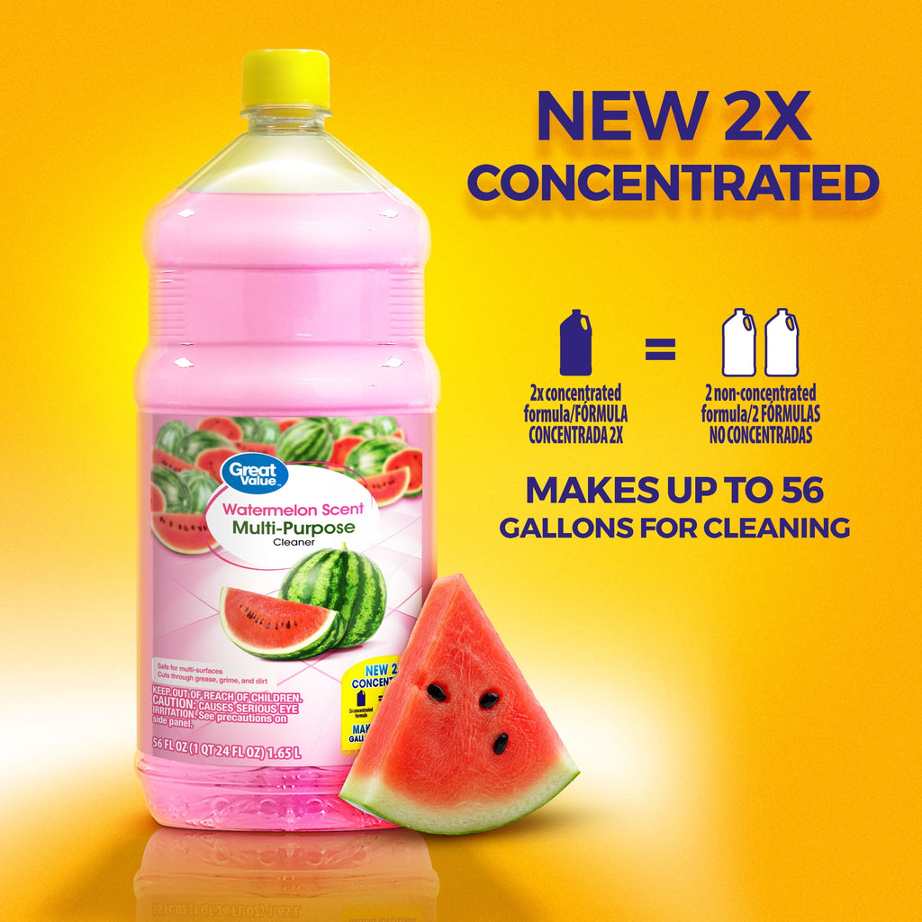 Great Value Multi-Purpose Cleaner & Floor Cleaner 2x Concentrated Watermelon 56 fl oz