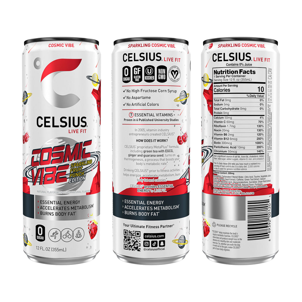 CELSIUS Sparkling Cosmic Vibe Functional Energy Drink 12 fl oz Single Can