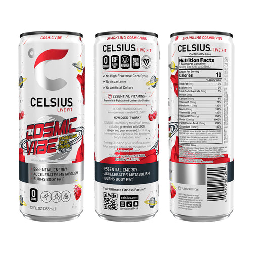 CELSIUS Sparkling Cosmic Vibe Functional Energy Drink 12 fl oz Single Can