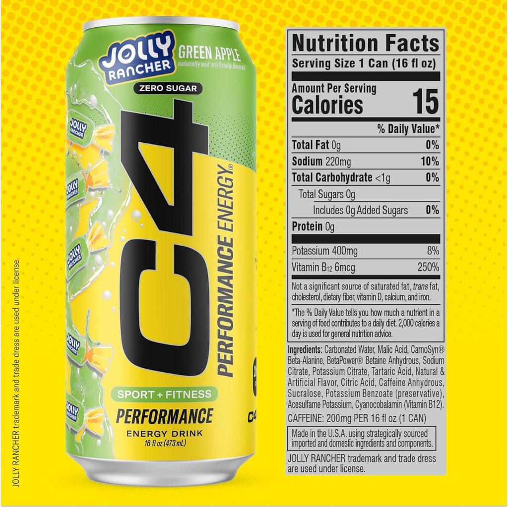 C4 Performance Energy Drink Jolly Rancher & Candy Variety Pack 12 fl oz Cans 12 Pack