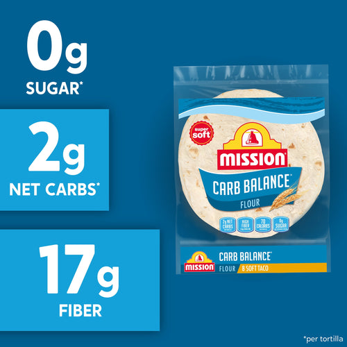 Carb Balance Soft Taco Flour Tortillas 12 Oz 8 Count Mission