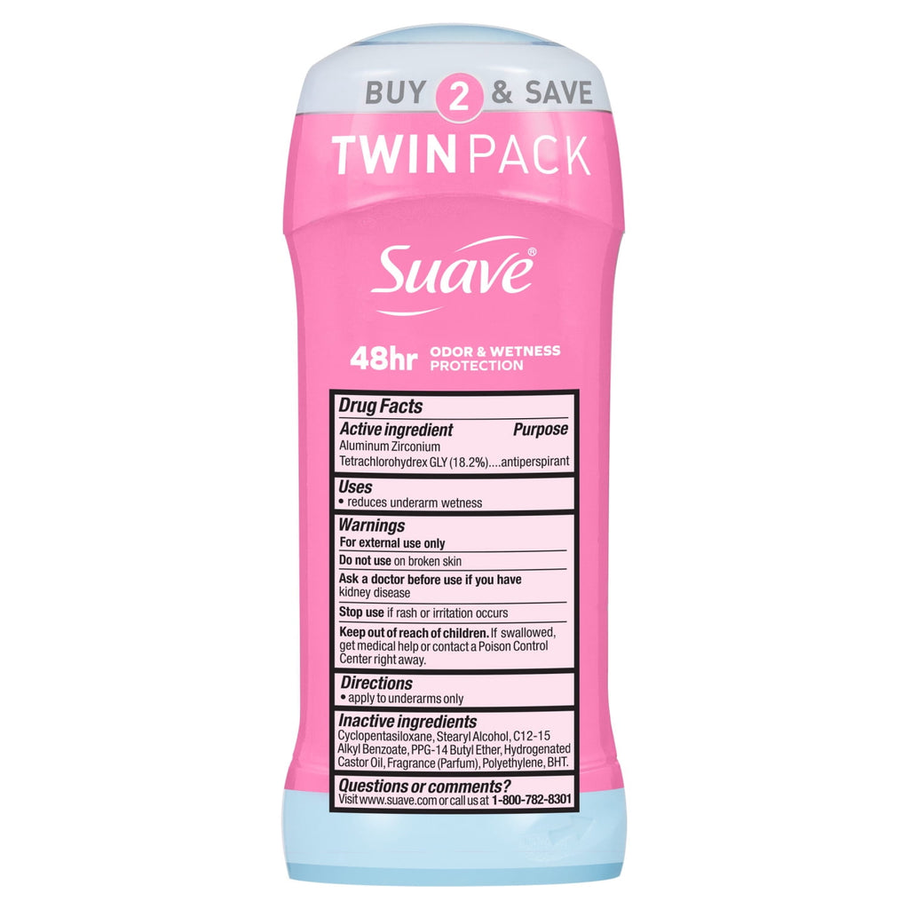 Suave Women Antiperspirant Deodorant Powder 48-Hour Protection 2.6 oz Twin Pack