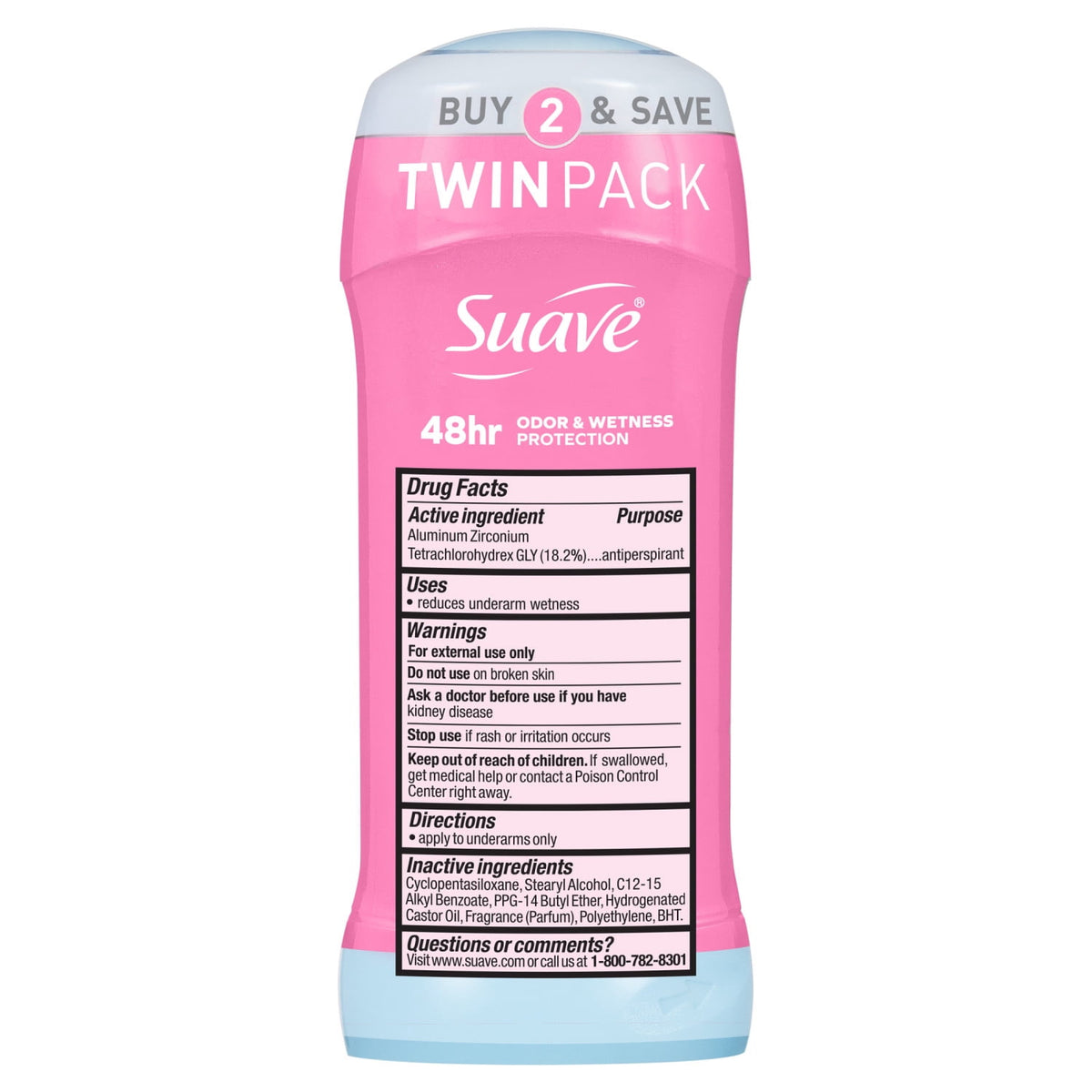 Suave Women Antiperspirant Deodorant Powder 48-Hour Protection 2.6 oz Twin Pack
