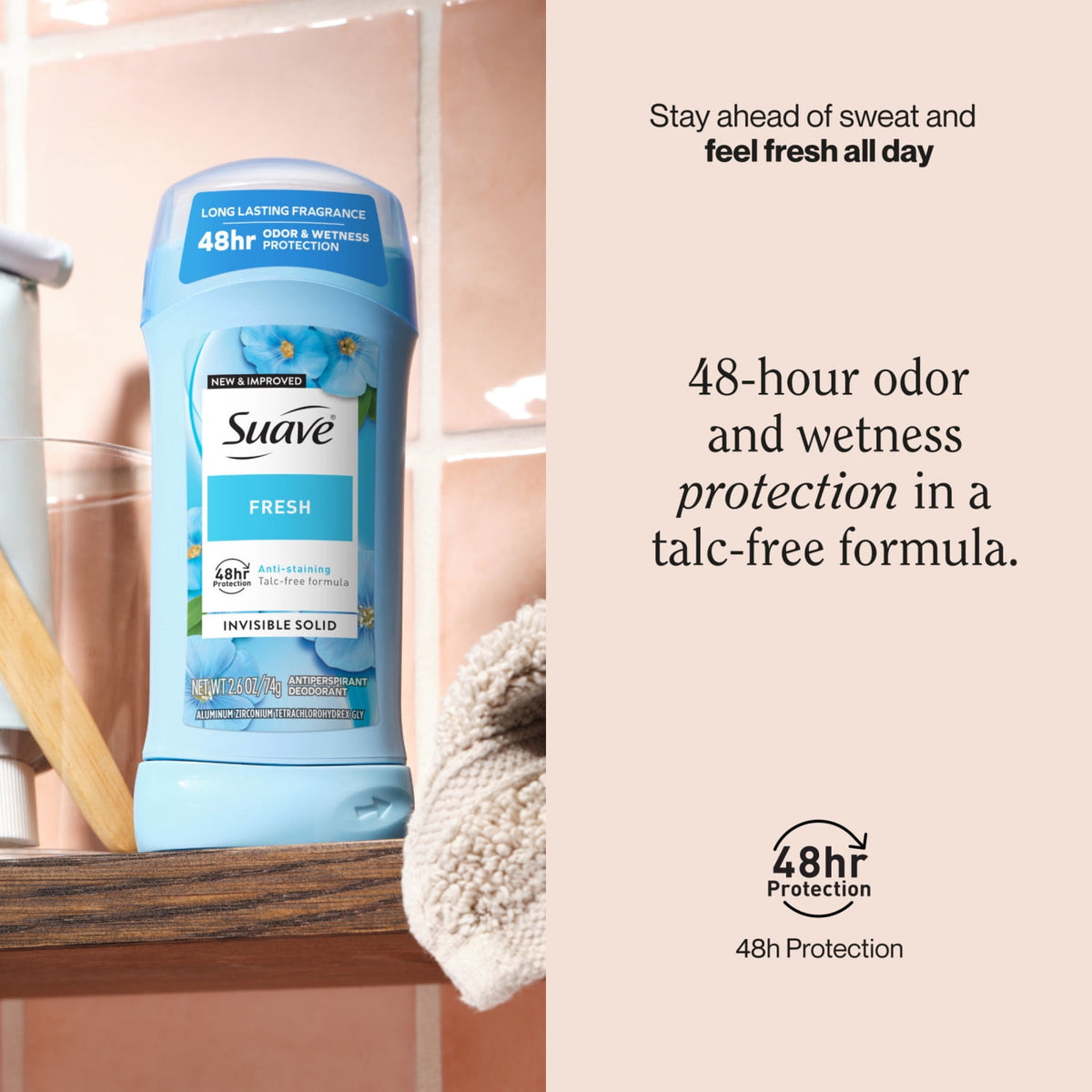 Suave Women Antiperspirant Deodorant Fresh 48-Hour Protection 2.6 oz Twin Pack