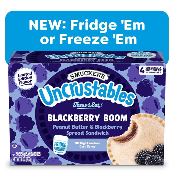 Smucker's Uncrustables Peanut Butter & Strawberry Jam Sandwiches 4 Count 2 Oz Frozen