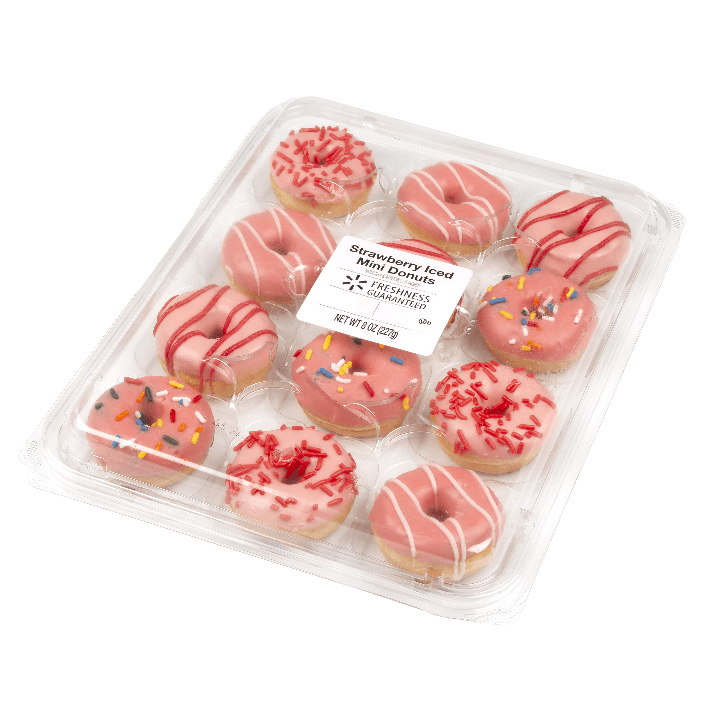 Strawberry Iced Mini Donuts 8 Oz 12 Count Freshness Guaranteed