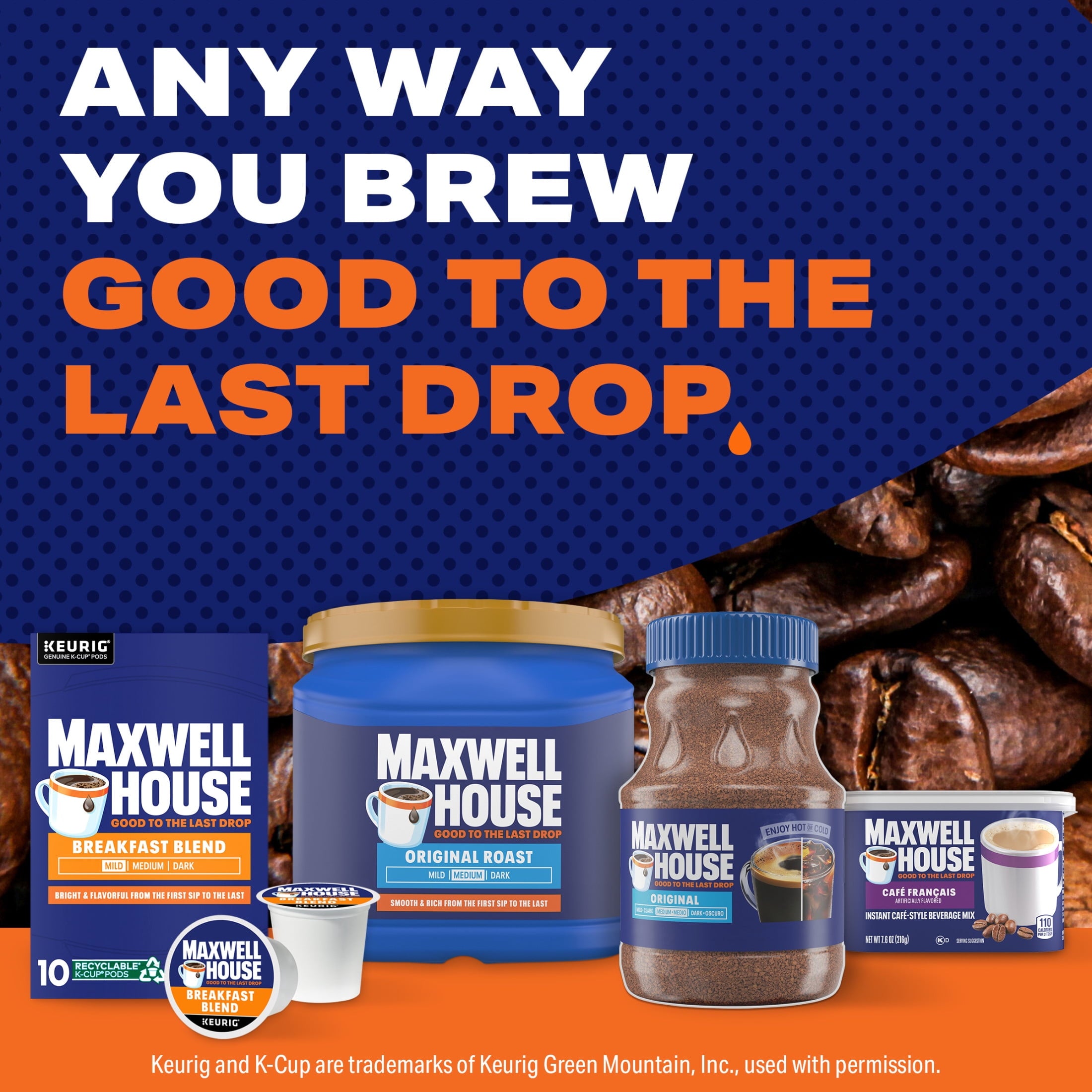 Maxwell House Original Roast Naturally Caffeinated Medium Instant Coffee 8 oz Jar