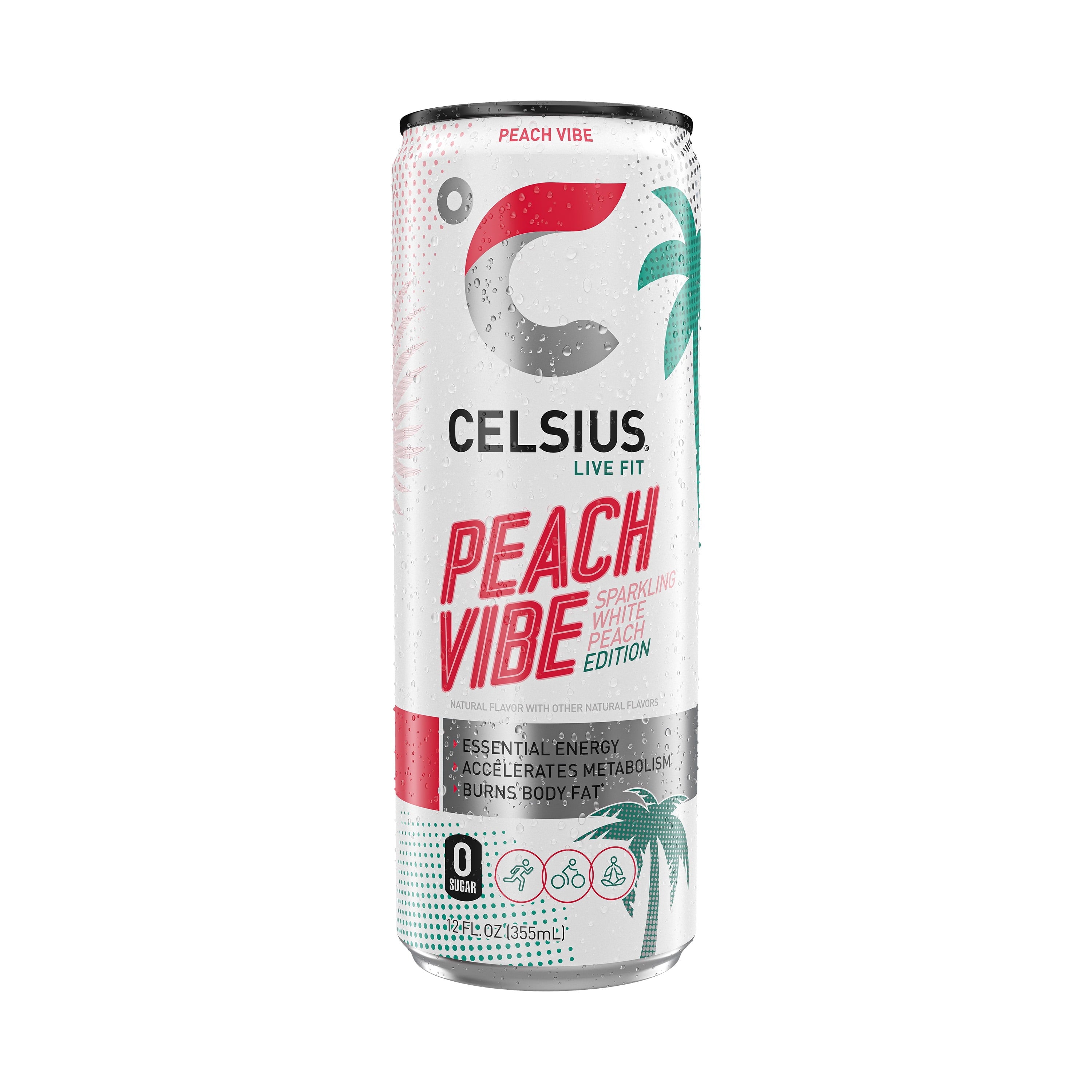 CELSIUS Sparkling Peach Vibe Energy Drink 12 fl oz Single Can