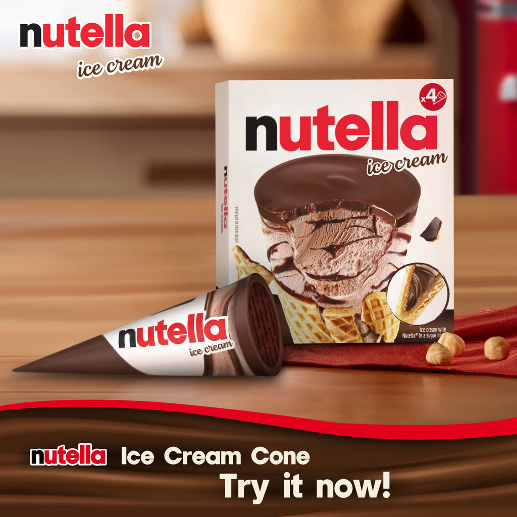 Nutella Hazelnut Flavored Ice Cream Cones 4 Count 12.2 Fl Oz