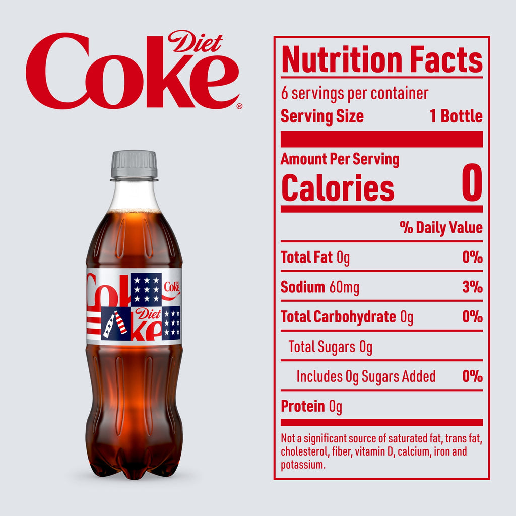 Soda Pop Bottles 16.9 Fl Oz 6 Pack Diet Coke