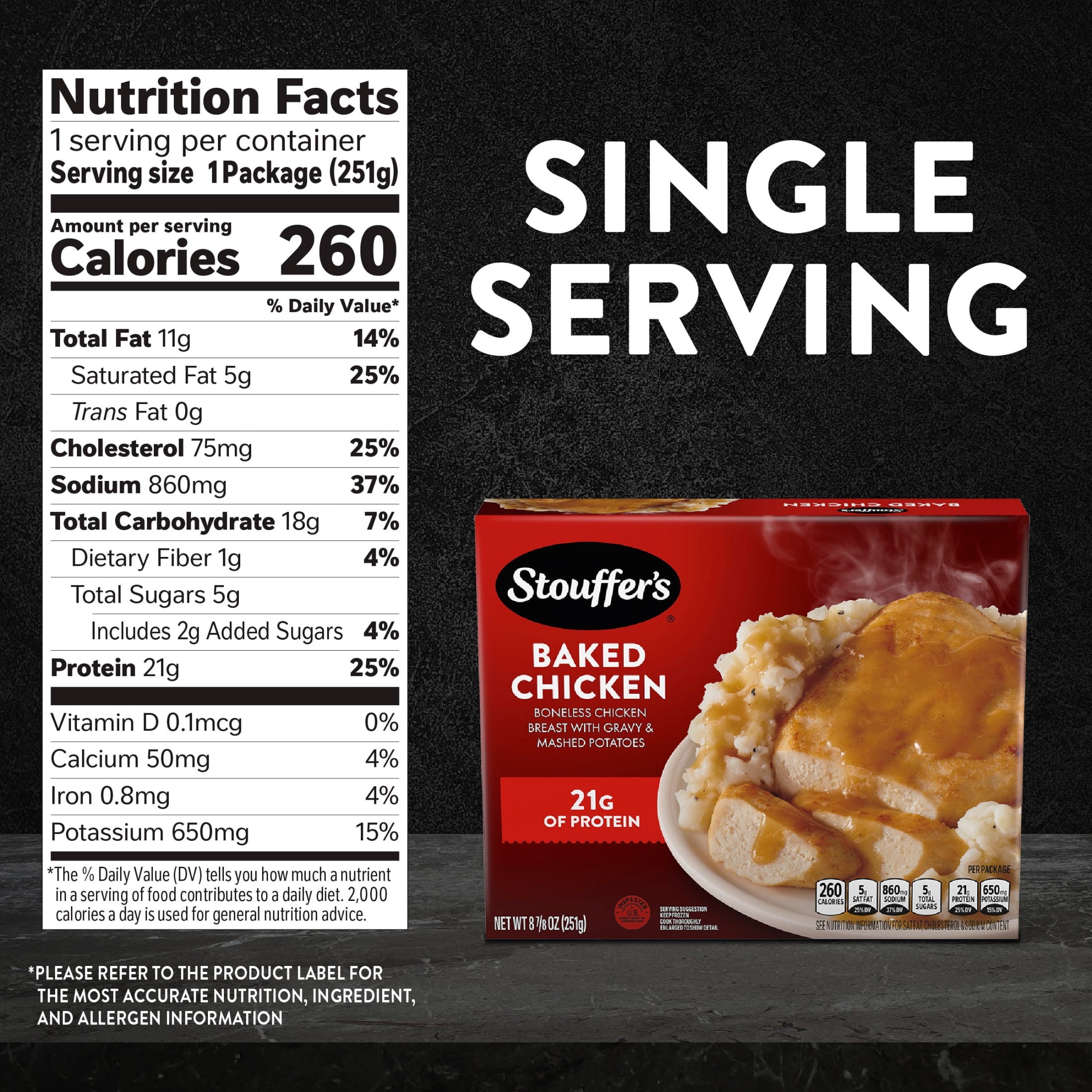 Stouffer's Baked Chicken Single Serve Frozen Meal 8.875 Oz