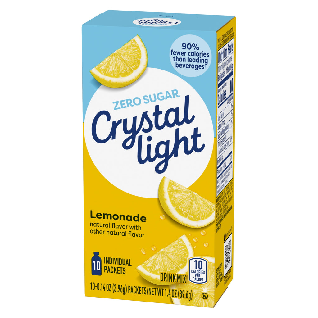Crystal Light On The Go Naturally Decaffeinated Zero Sugar Lemonade Drink Mix 1.4 oz 10 Count